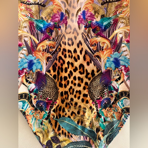 NWT $429 Camilla Mergorou Bandeau one Piece Ring Trim Size S Crystal Leopard - Picture 12 of 15